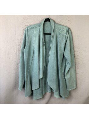 Testimony Coatigan Womens XL Green French Terry Ruffle Hem Studded Western